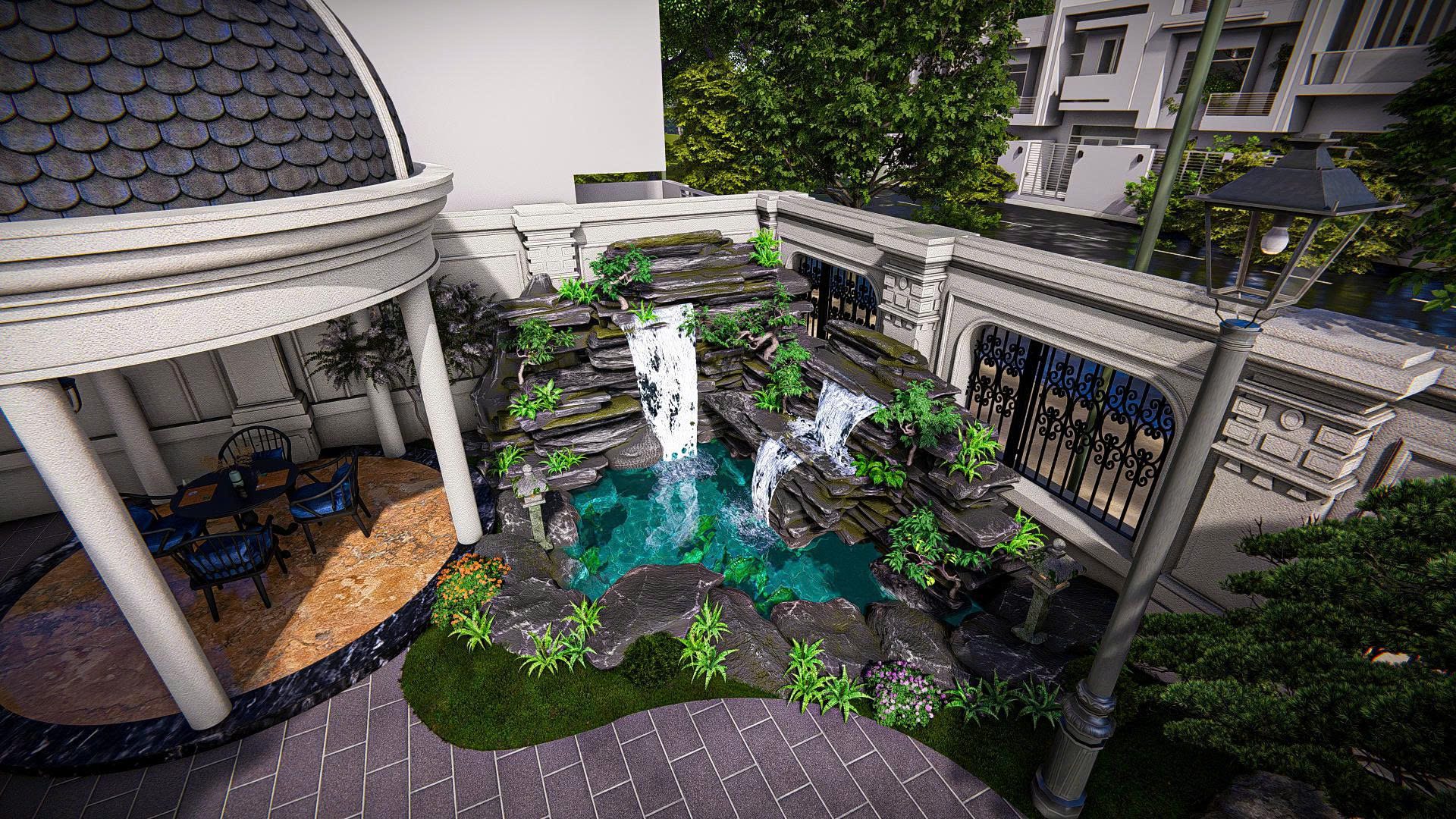 Thiết Kế Sân Vườn Biệt Thự Tân Cổ Điển Hồ Cá Koi Và Hòn Non Bộ Đẳng Cấp | Nam Thắng Landscaping