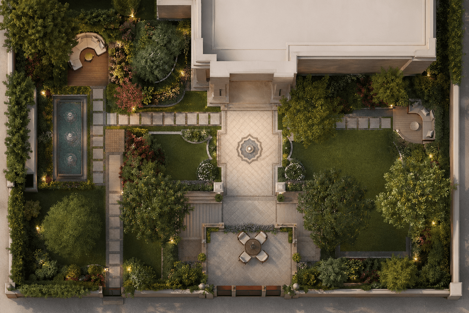 Thiết Kế Sân Vườn Theo Bố Cục Phân Khu Lối Đi, Cây Xanh Và Góc Thư Giãn