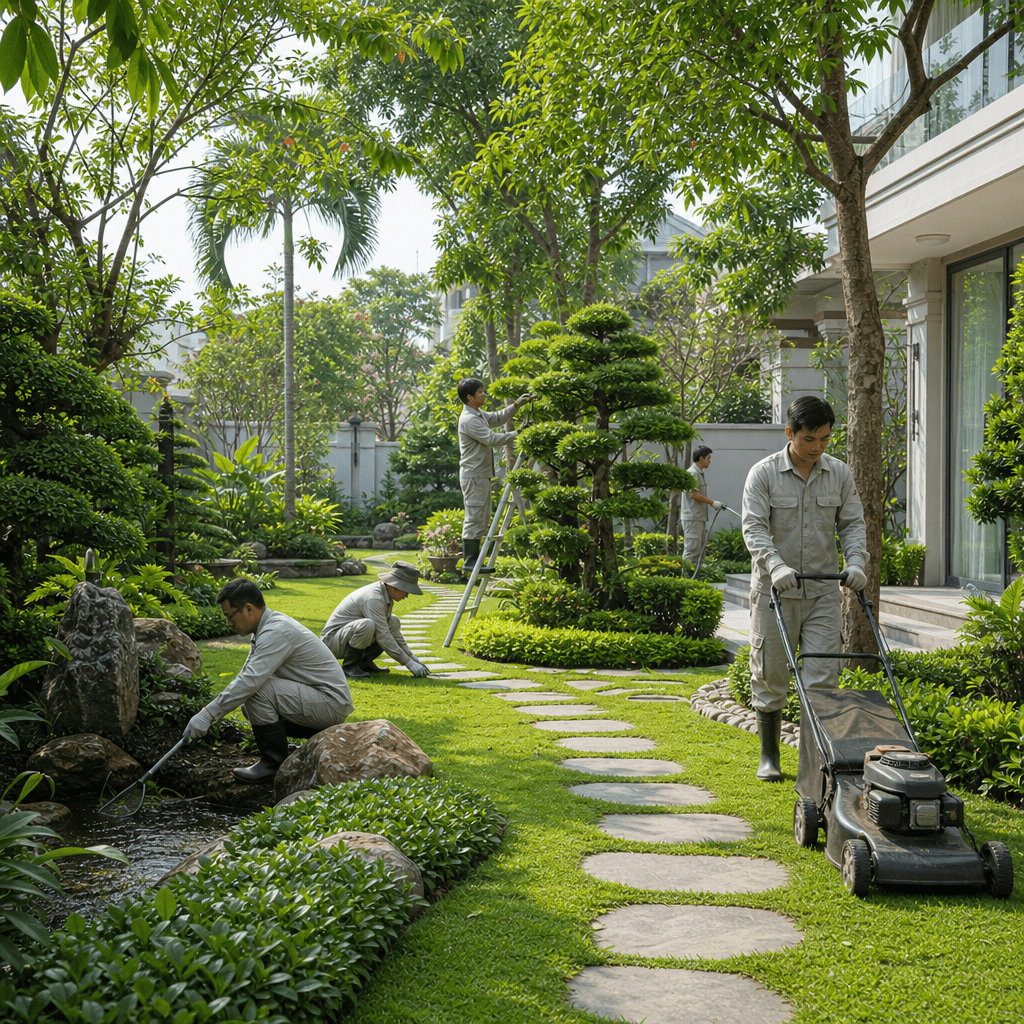 Kiểm Tra Hệ Tưới Và Vệ Sinh Lối Đi Sân Vườn Định Kỳ
