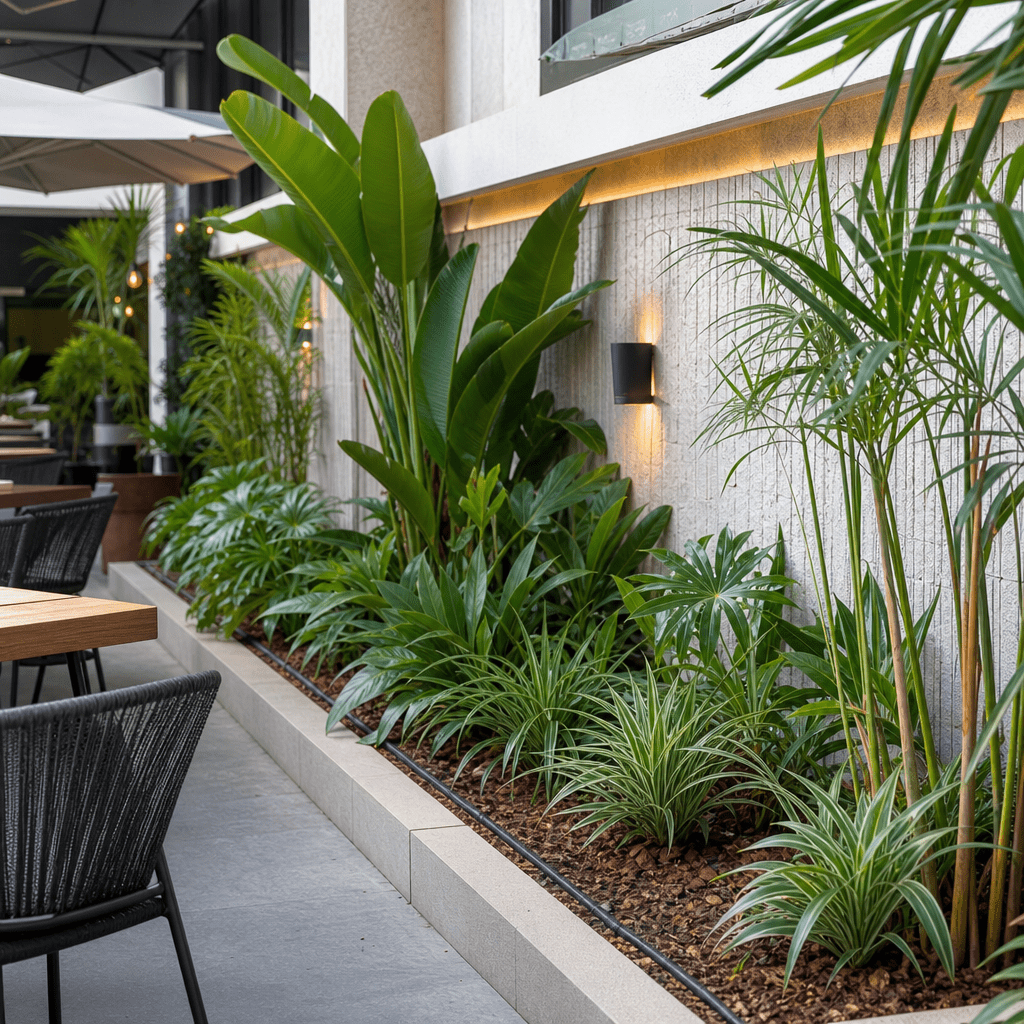 Bố Trí Cây Xanh Và Vật Liệu Dễ Chăm Sóc Cho Cảnh Quan Quán Cafe Sân Vườn