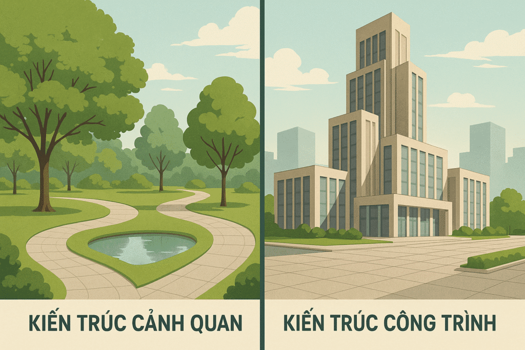 Sự khác biệt giữa kiến trúc cảnh quan và kiến trúc công trình