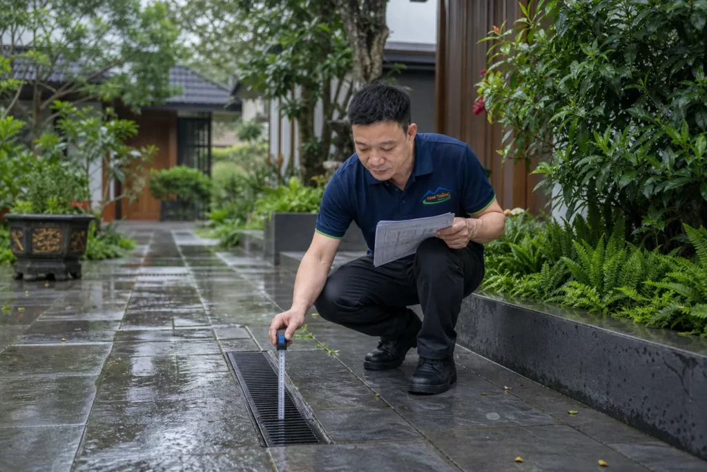thoát nước sân vườn – ảnh minh họa thực tế tại Việt Nam